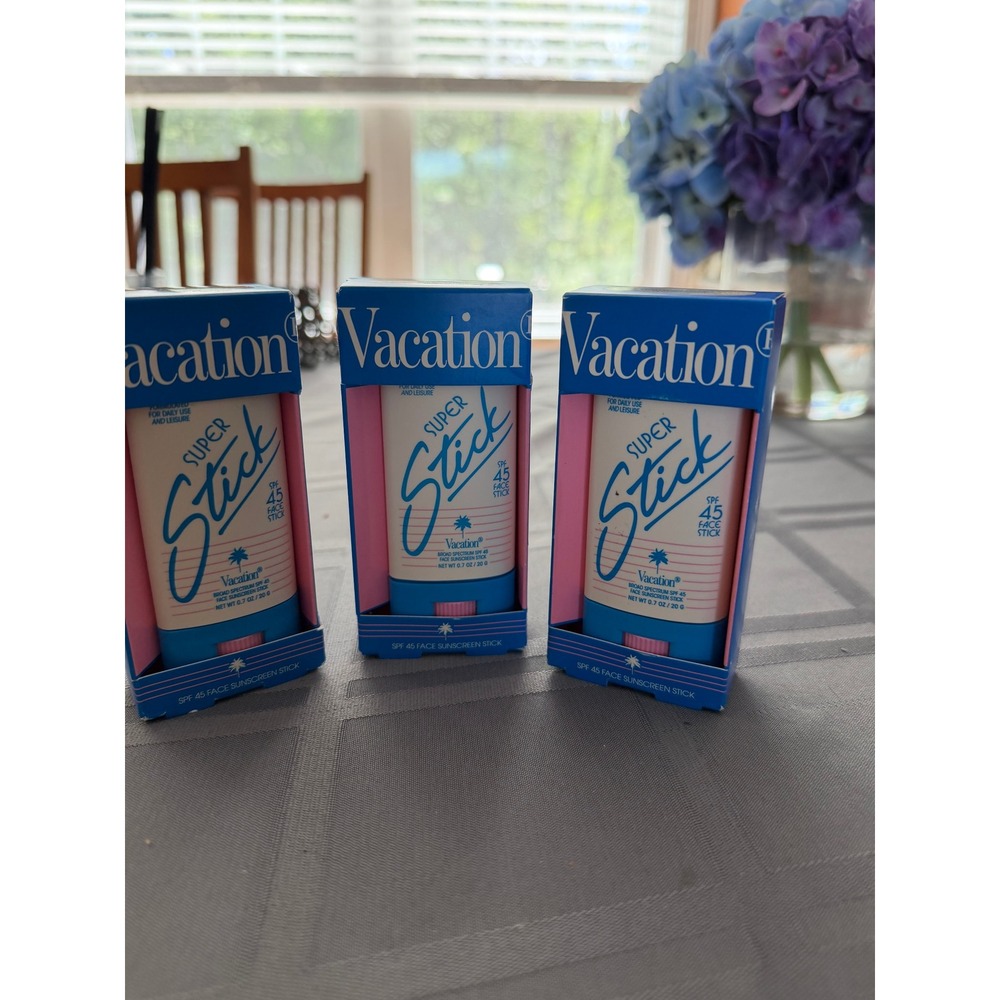 Lot of 3 Vacation Super Stick SPF 45 Face Sunscreen Sticks (0.7 oz Each) NEW
